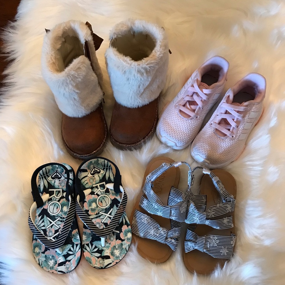 OLIVE&EDIE BOOT, ROXY FLIPFLOP, OSHKOSH BGOSH SANDLE, ADIDAS SNEAKER ALL GIRL 6M